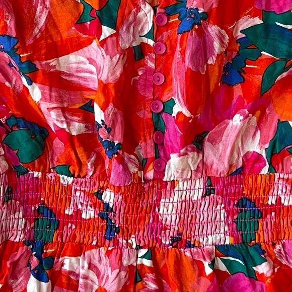 Abel the Label Floral Midi Dress Pink Red Size L - Picture 7 of 15